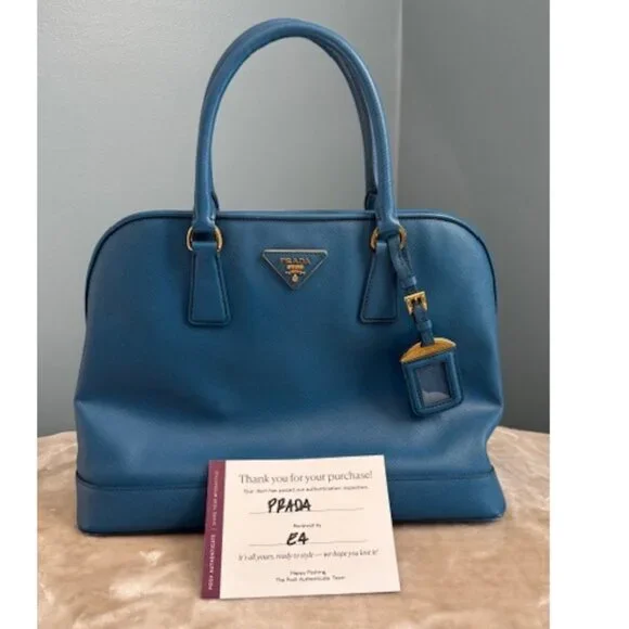 ✨💙 Authentic Prada Saffiano Leather Dome Tote in Blue 💙✨ - Picture 2 of 16